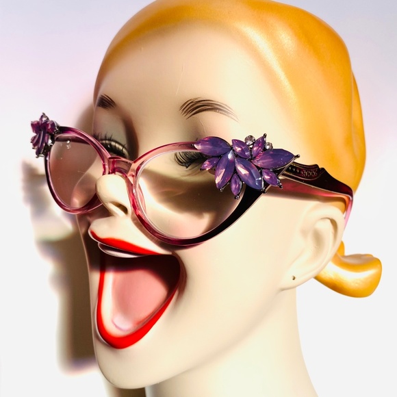 Retro Readers plum ombre frames with Lavender rhinestones +3.00 reading glasses - Picture 5 of 5